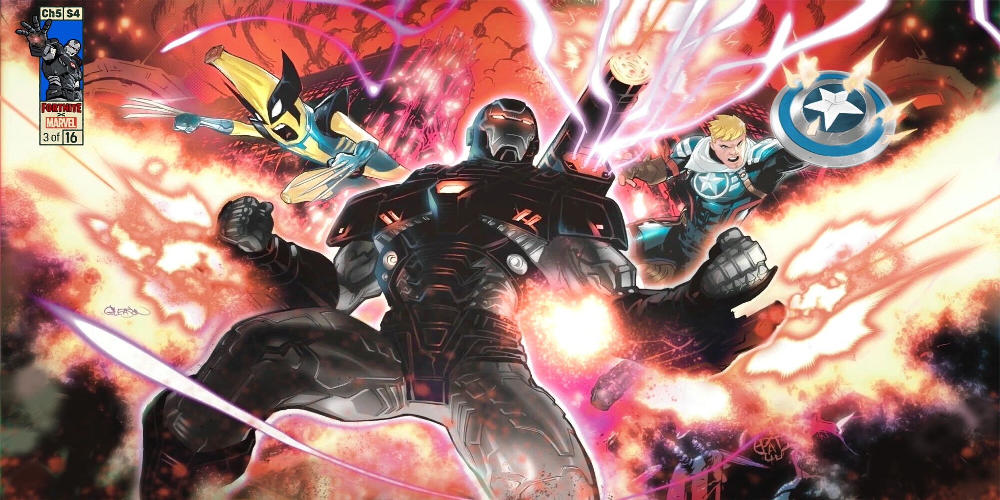 A loading screen featuring War Machine going into battle, along with Captain Jones and Peelverine